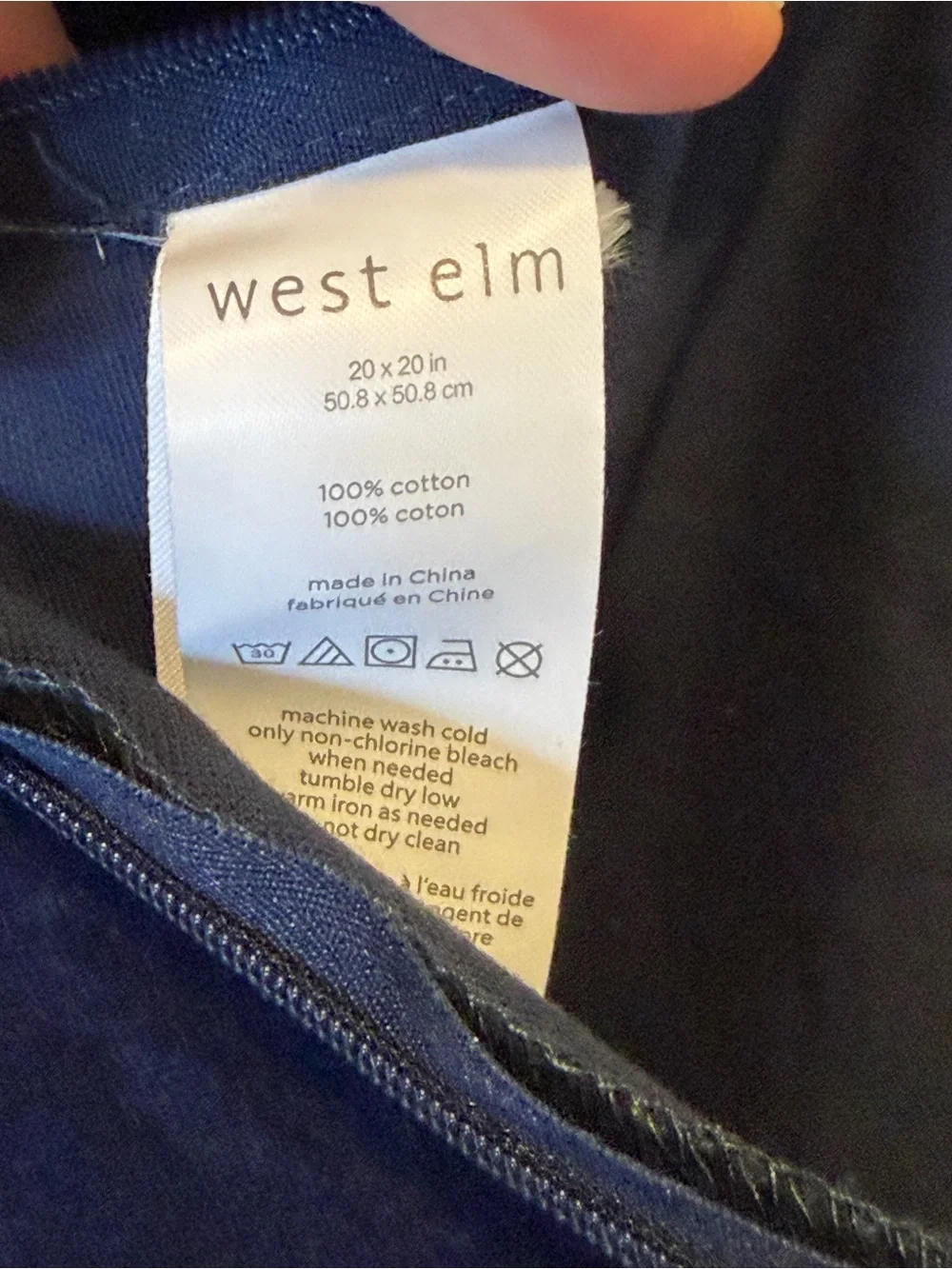 West Elm Studded Velvet Navy Pillow Sham 20x20